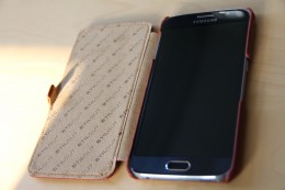Samsung Galaxy S6 Stilgut Leder Case mit Deckel in Cognac